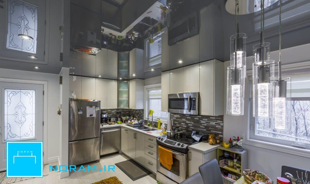 سقف کاذب کشسان آیینه ای در آشپزخانه