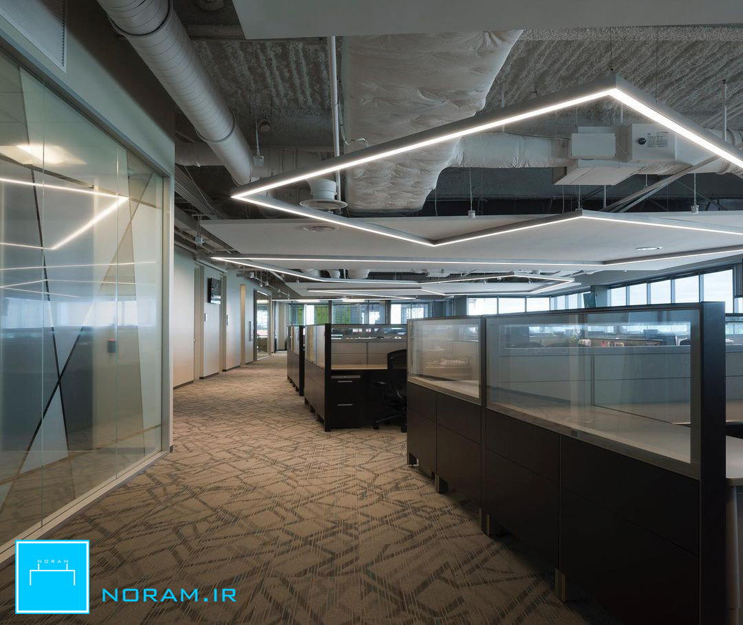 چراغ خطی آویز در پروژه اداری