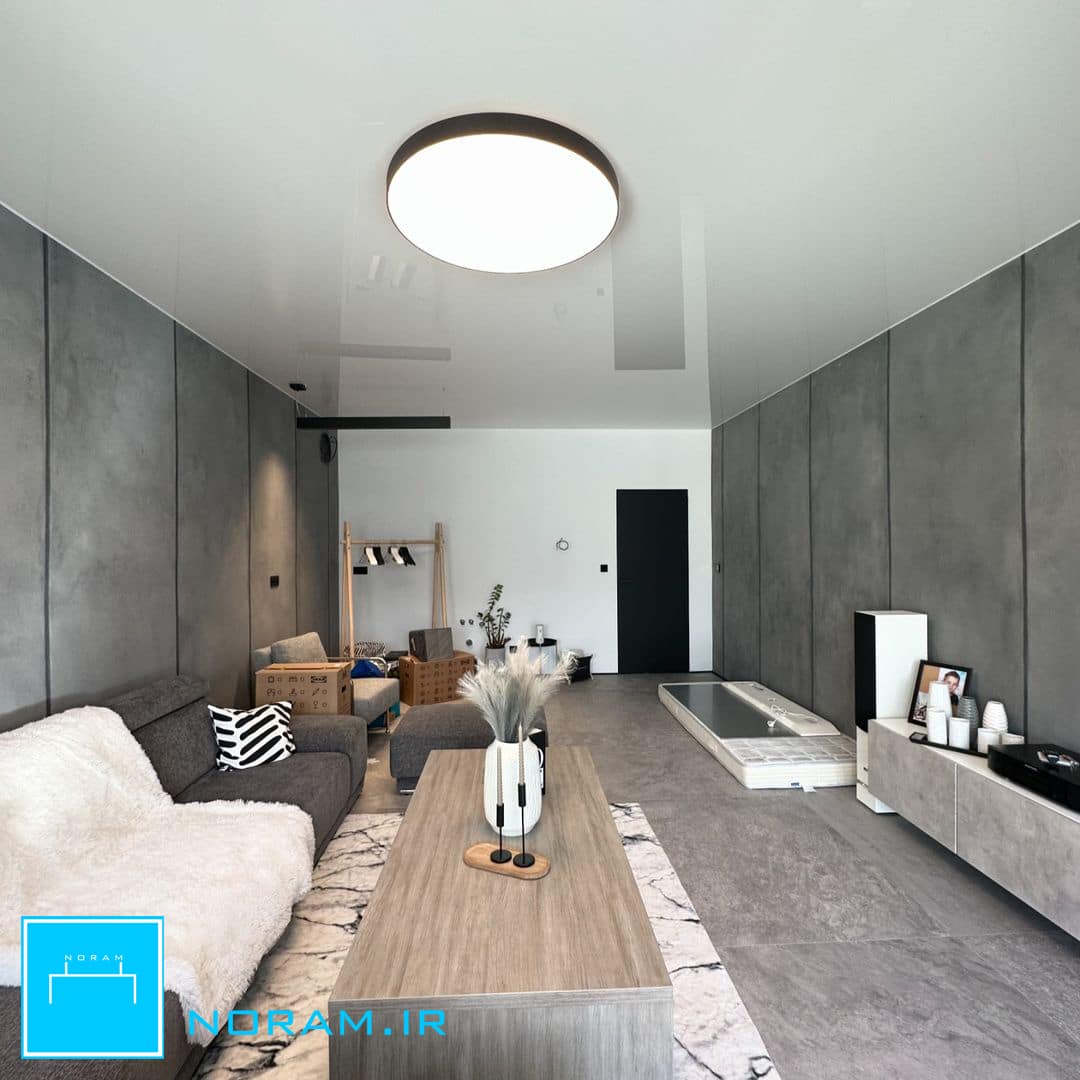 سقف کشسان لاکر بهمراه روشنایی مینیمال نمونه کار نورام در شهر تهران